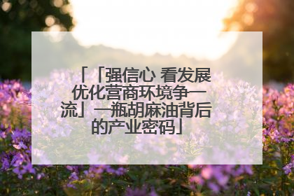 「强信心 看发展 优化营商环境争一流」一瓶胡麻油背后的产业密码