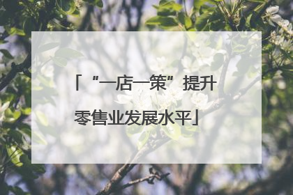 “一店一策”提升零售业发展水平