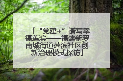 “党建+”谱写幸福莲滨——福建新罗南城街道莲滨社区创新治理模式探访