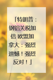 特朗普：钢铝关税加倍 欧盟加拿大：强烈遗憾！强烈反对！