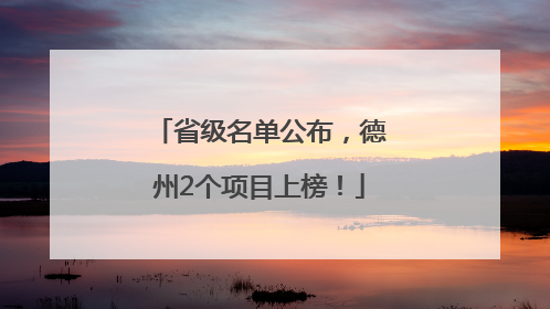 省级名单公布，德州2个项目上榜！