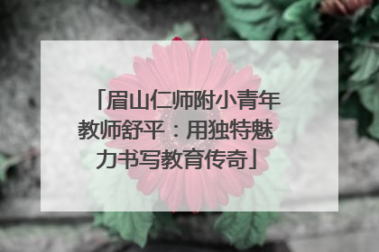 眉山仁师附小青年教师舒平：用独特魅力书写教育传奇