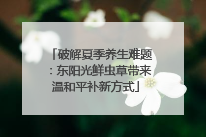 破解夏季养生难题：东阳光鲜虫草带来温和平补新方式