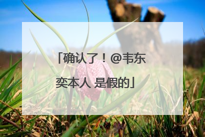 确认了！@韦东奕本人 是假的
