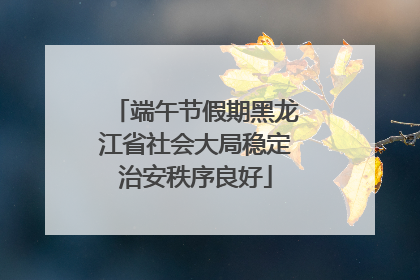 端午节假期黑龙江省社会大局稳定治安秩序良好