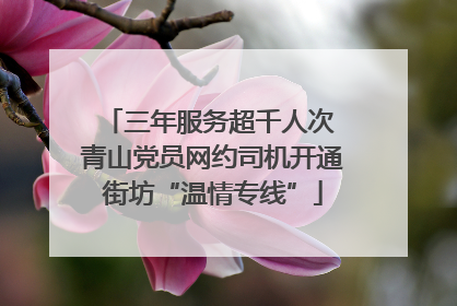 三年服务超千人次 青山党员网约司机开通街坊“温情专线”