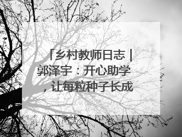乡村教师日志｜郭泽宇：开心助学，让每粒种子长成最好模样
