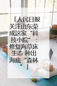 人民日报关注山东荣成这家“科技小院”：修复海草床生态 种出海底“森林”