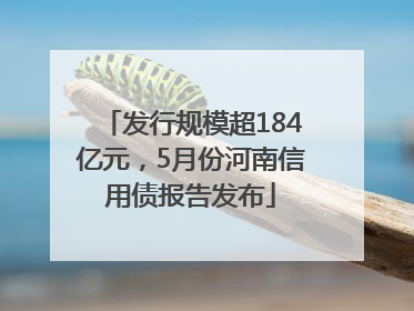 发行规模超184亿元，5月份河南信用债报告发布
