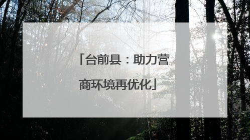台前县：助力营商环境再优化