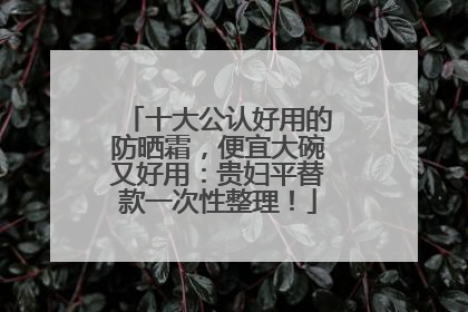 十大公认好用的防晒霜，便宜大碗又好用：贵妇平替款一次性整理！