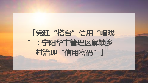 党建“搭台”信用“唱戏”：宁阳华丰管理区解锁乡村治理“信用密码”