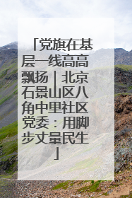 党旗在基层一线高高飘扬｜北京石景山区八角中里社区党委：用脚步丈量民生