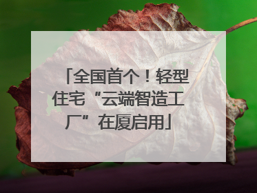 全国首个！轻型住宅“云端智造工厂”在厦启用