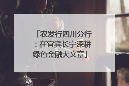 农发行四川分行：在宜宾长宁深耕绿色金融大文章