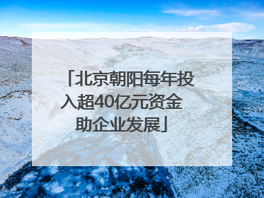 北京朝阳每年投入超40亿元资金助企业发展