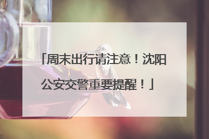 周末出行请注意！沈阳公安交警重要提醒！