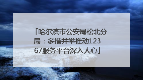 哈尔滨市公安局松北分局：多措并举推动12367服务平台深入人心