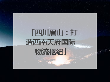 四川眉山：打造西南天府国际物流枢纽