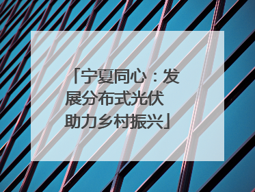 宁夏同心：发展分布式光伏 助力乡村振兴
