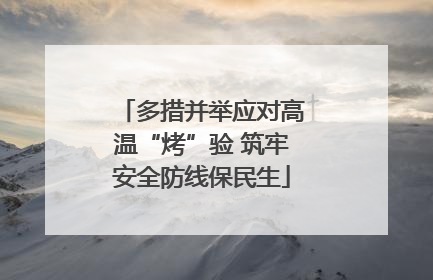 多措并举应对高温“烤”验 筑牢安全防线保民生