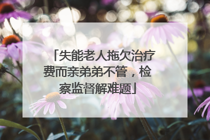 失能老人拖欠治疗费而亲弟弟不管，检察监督解难题