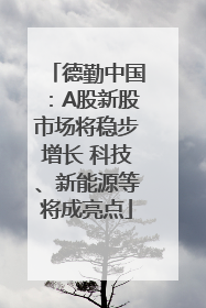 德勤中国：A股新股市场将稳步增长 科技、新能源等将成亮点