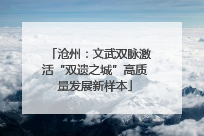 沧州：文武双脉激活“双遗之城”高质量发展新样本