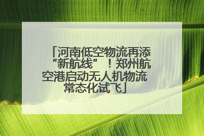 河南低空物流再添“新航线”！郑州航空港启动无人机物流常态化试飞