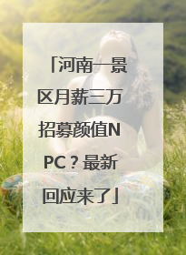 河南一景区月薪三万招募颜值NPC？最新回应来了
