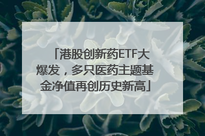 港股创新药ETF大爆发，多只医药主题基金净值再创历史新高