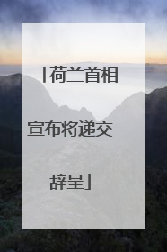 荷兰首相宣布将递交辞呈