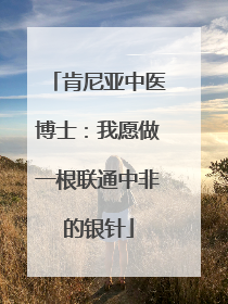 肯尼亚中医博士：我愿做一根联通中非的银针