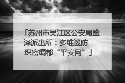苏州市吴江区公安局盛泽派出所：多维巡防  织密绸都“平安网”