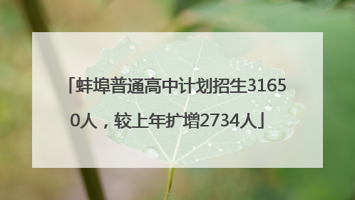 蚌埠普通高中计划招生31650人，较上年扩增2734人