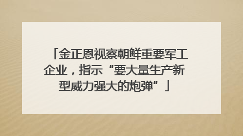 金正恩视察朝鲜重要军工企业，指示“要大量生产新型威力强大的炮弹”