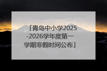 青岛中小学2025-2026学年度第一学期寒假时间公布