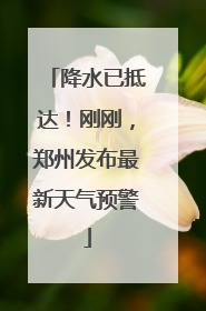 降水已抵达！刚刚，郑州发布最新天气预警